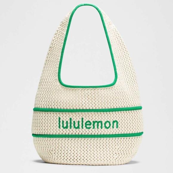 lululemon athletica Handbags - lululemon athletica Cream Woven Tote with Green Trim